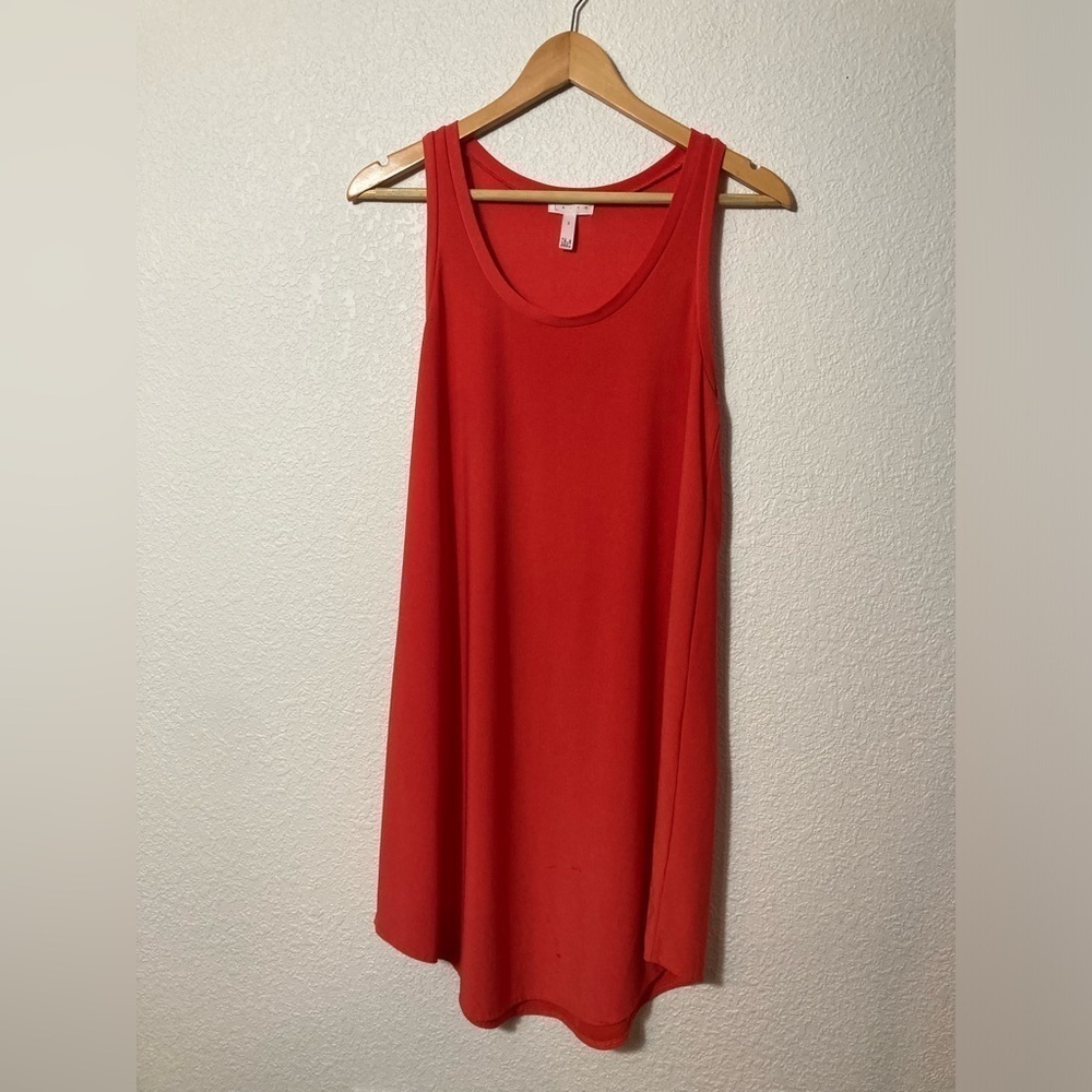 Leith womens small coral red swing tank dress tunic sleeveless